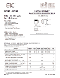 SRN7 datasheet: 600 V, 1.0 A, surface mount fast recovery rectifier SRN7