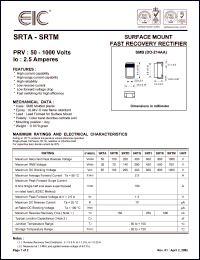 SRTK datasheet: 800 V, 2.5 A, surface mount fast recovery rectifier SRTK