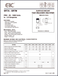 SRTM datasheet: 1000 V, 2.5 A, surface mount fast recovery rectifier SRTM