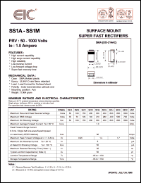 SS1B datasheet: 100 V, 1.0 A, surface mount super fast recovery rectifier SS1B