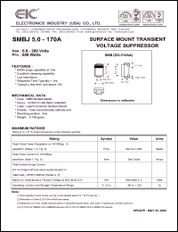 SMBJ8.5 datasheet: 8.5 V, 1 mA, 600 W surface mount transient voltage suppressor SMBJ8.5