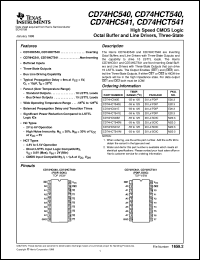 CD74HCT541E datasheet:  HIGH SPEED CMOS LOGIC OCTAL NON-INVERTING BUFFERS AND LINE DRIVERS WITH 3-STATE OUTPUTS CD74HCT541E