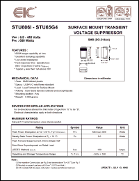 STU6043 datasheet: Working peak reverse voltage: 34.8 V, 1 mA, 600 W surface mount transient voltage suppressor STU6043