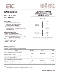 SAC6.0 datasheet: 6 V, 1 mA, 500 W low capacitance transient voltage suppressor SAC6.0