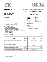 SMAJ10A datasheet: 10 V, 1 mA, 400 W surface mount transient voltage suppressor SMAJ10A