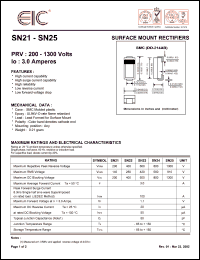 SN21 datasheet: 200 V, 3 A,  surface mount rectifier SN21