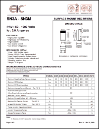 SN3A datasheet: 50 V, 3 A,  surface mount rectifier SN3A