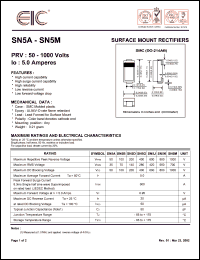 SN5K datasheet: 800 V, 5 A,  surface mount rectifier SN5K