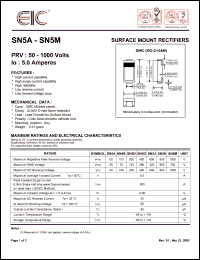 SN5J datasheet: 600 V, 5 A,  surface mount rectifier SN5J