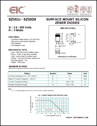 SZ554D datasheet: 4.3 V, 3 W,  surface mount silicon zener diode SZ554D