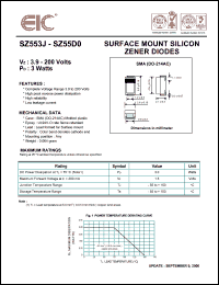 SZ5519 datasheet: 19 V, 3 W,  surface mount silicon zener diode SZ5519