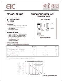 SZ106I datasheet: 6.8 V, 1 W,  surface mount silicon zener diode SZ106I
