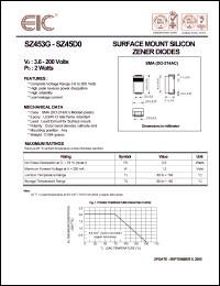 SZ454D datasheet: 4.3 V, 2 W,  surface mount silicon zener diode SZ454D