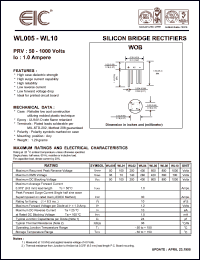 WL10 datasheet: 1000 V, 1 A,  silicon bridge rectifier WL10