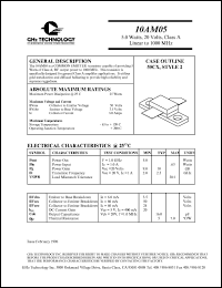 10AM05 datasheet: 5 W, 20 V, 1000 MHz common emitter transistor 10AM05