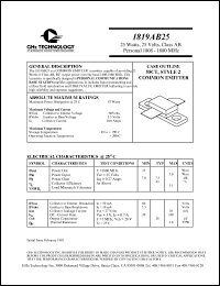 1819AB25 datasheet: 25 W, 25 V, 1808-1880 MHz common emitter transistor 1819AB25