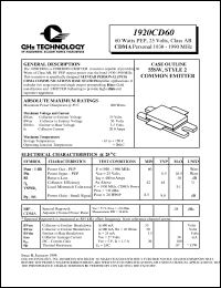 1920CD60 datasheet: 60 W, 25 V, 1930-1990 MHz common emitter transistor 1920CD60