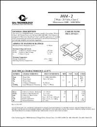 1014-2 datasheet: 2 W, 28 V, 1000-1400 MHz common base transistor 1014-2