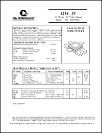 1214-55 datasheet: 55 W, 28 V, 1200-1400 MHz common base transistor 1214-55