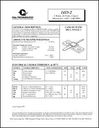 1415-2 datasheet: 2 W, 20 V, 1430-1540 MHz common base transistor 1415-2