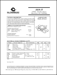 1819-35 datasheet: 35 W, 28 V, 1750-1850 MHz common base transistor 1819-35