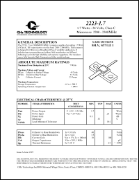 2223-1.7 datasheet: 1.7 W, 24 V, 2200-2300 MHz common base transistor 2223-1.7