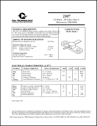 2307 datasheet: 7 W, 20 V, 2300 MHz common base transistor 2307