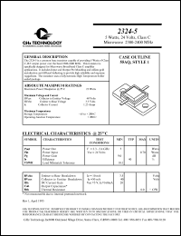 2324-5 datasheet: 5 W, 24 V, 2300-2400 MHz common base transistor 2324-5