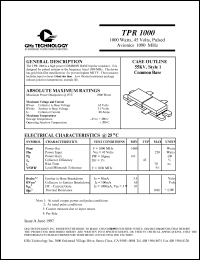 TPR1000 datasheet: 1000 W, 45 V, 1090 MHz common base transistor TPR1000