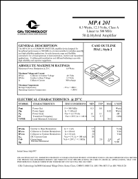 MPA201 datasheet: 0.5 W, 12.5 V, 500 MHz common emitter transistor MPA201