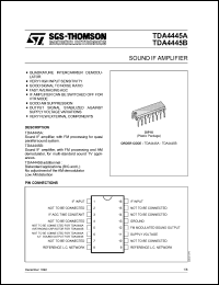 TDA4445B datasheet: Sound IF amplifier, with FM processing and AM demodulator, for multi-standard sound TV appliances TDA4445B