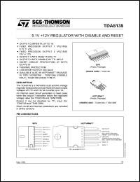 TDA8138 datasheet: 5.1V +12V regulator with disable and reset TDA8138