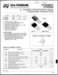 STH8N80FI datasheet: Power dissipation 70 W Transistor polarity N Channel Current Id cont. 5.1 A Current Idm pulse 35 A Voltage isolation 4 kV Pitch lead 5.45 mm Voltage Vds max 800 V Resistance Rds on 1.2 R STH8N80FI