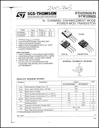 STH33N20 datasheet: TRANSISTOR MOSFET TO-3P STH33N20