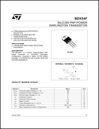 BDX54F datasheet: TRANSISTOR DARLINGTON TO-220 BDX54F