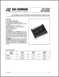 GSD200S datasheet: 2.5A Chopped Bipolar Stepper Motor Driver withfully protected outputs Current output max. 2.5 A Voltage output max. 40 V Voltage output min 12 V GSD200S