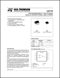 UA776CN datasheet: Operational amplifier features Compensated Amp Micropower Programmable Operational Amp UA776CN