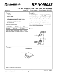 RF1K49088 datasheet: TRANSISTOR MOSFET SO-8 RF1K49088