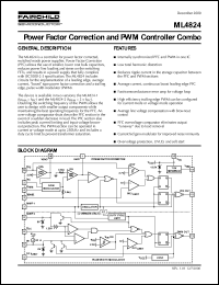 ML4824CS1 datasheet: PFC/PWM COMBO ML4824CS1