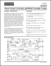 ML4804CP datasheet: PFC/PWM COMBO ML4804CP