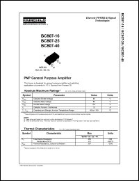 BC807-25 datasheet: TRANSISTOR SOT-23 (NOT BGHT FM FCHD) BC807-25