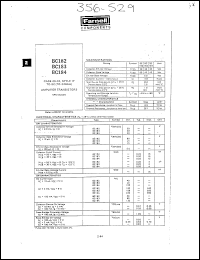 BC183 datasheet: ft min 150 MHz hfe min 125 Transistor polarity NPN Current Ic continuous max 0.2 A Voltage Vcbo 45 V Voltage Vceo 30 V Current Ic (hfe) 2 mA Power Ptot 625 mW BC183