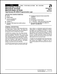 MACH210A-12VC datasheet: High-density EE CMOS programmable logic, 12ns, input pull-up resistors MACH210A-12VC