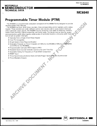 MC68A40P datasheet: Programmable timer module, 1.5 MHz MC68A40P