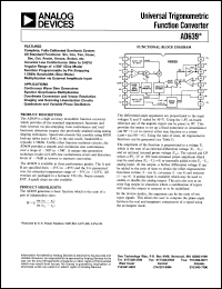 AD639SD/883B datasheet: Universal trigonometric function converter AD639SD/883B