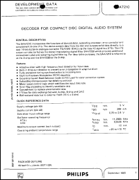 SAA7210 datasheet: Decoder for compact disc digital audio system SAA7210