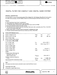 SAA7220 datasheet: Digital filter for compact disc digital audio system SAA7220