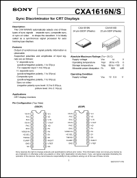 CXA1616S datasheet: Sync discriminator for CRT displays CXA1616S