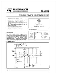 TDA8160 datasheet: Infrared remote control receiver TDA8160