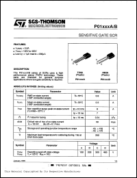 P0102DA datasheet: Sensitive gate SCR, 400V P0102DA